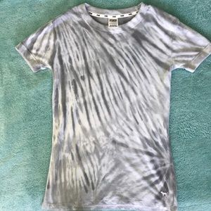 VS PINK Tie-Dye Soft T-Shirt Gray/White